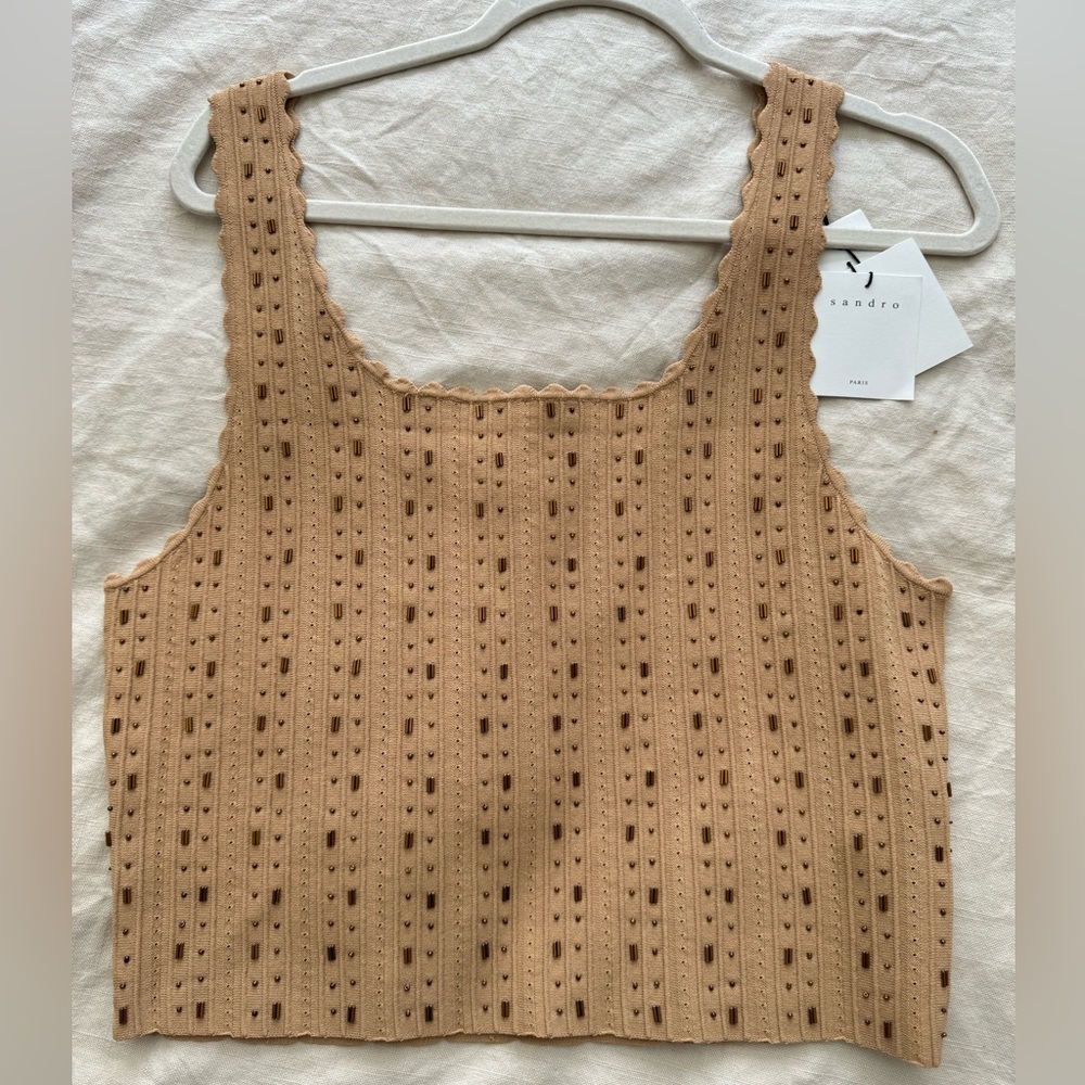 NWT Sandro Square Neckline Sleeveless Crop Top Size 4